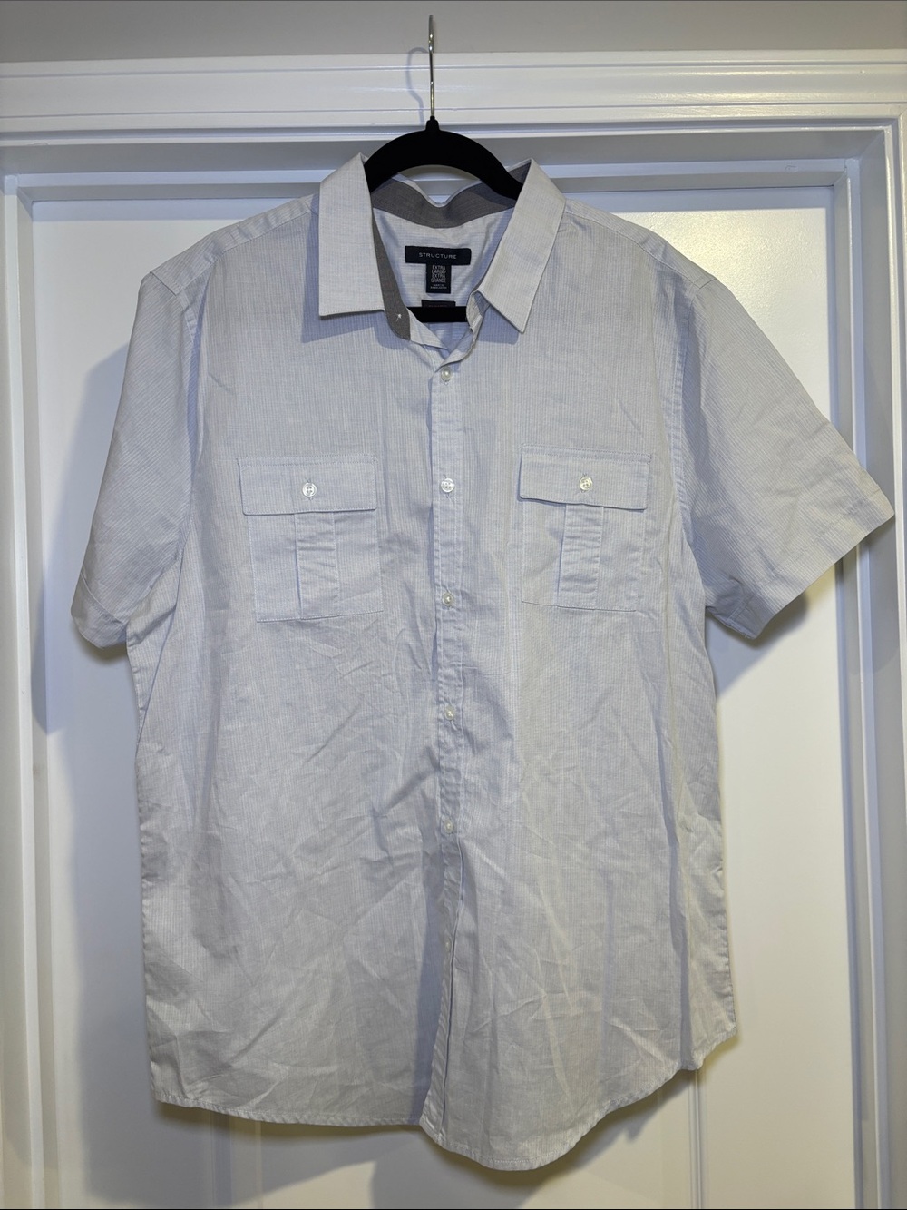 Structure Light Gray Short-Sleeve Button-Down Shirt